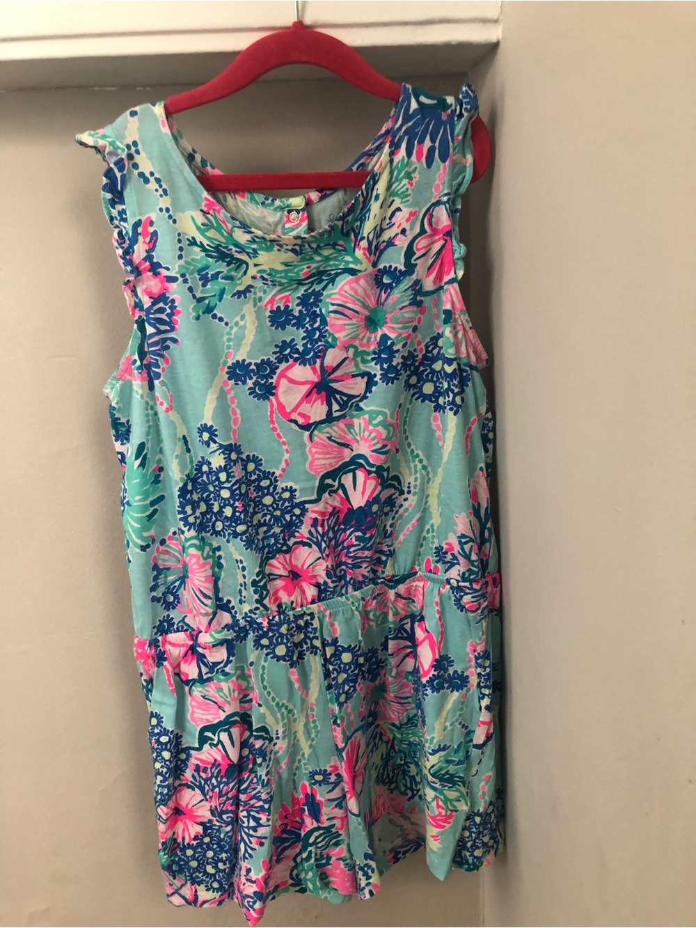 Lilly Pulitzer Girls Mini Patsi Romper Beach You To It - Size XL 12/14